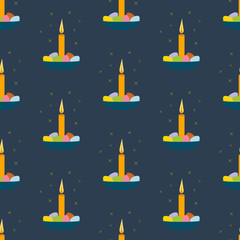 Easter eggs and candle seamless pattern