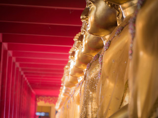 Face of Golden Buddha Sitting in Meditation