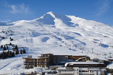 Ski slopes in the ski resort of Passo del Tonale in Italy.