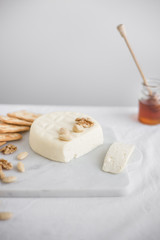 Home made Cheese: Feta Cheese  on White Background