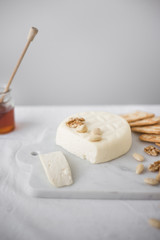 Home made Cheese: Feta Cheese  on White Background