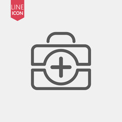 Medical line suitcase icon on white background