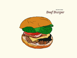 illustration of a burger, vector drawing