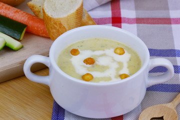Squash Zucchini Potatoes and Carrot cream soup