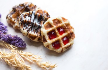 Fancy waffles with variety topping