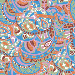 Colorful seamless indian pattern.Turkish cucumber