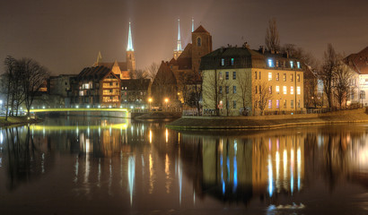 Fototapeta na wymiar View of the city by night. Wroclaw, Poland