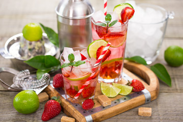 Strawberry mojito cocktail
