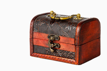 old chest stands on a white background isolate