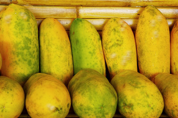 a lot of papayas in the market