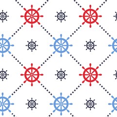 Vector seamless background with sea helm. Endless pattern on the marine theme.