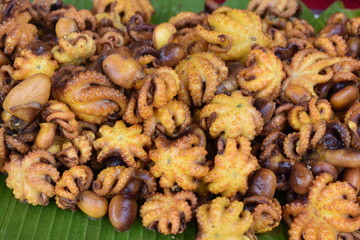 Closeup of delicious octopus on a local street food market (chatuchak market) in Thailand, Asia