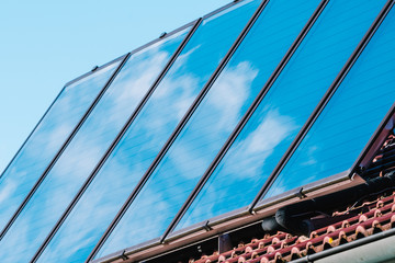 Solar panel on the roof of the house