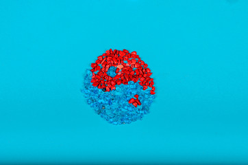 red blue yin yang on a blue background