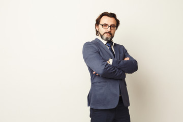 Handsome confident bearded businessman portrait