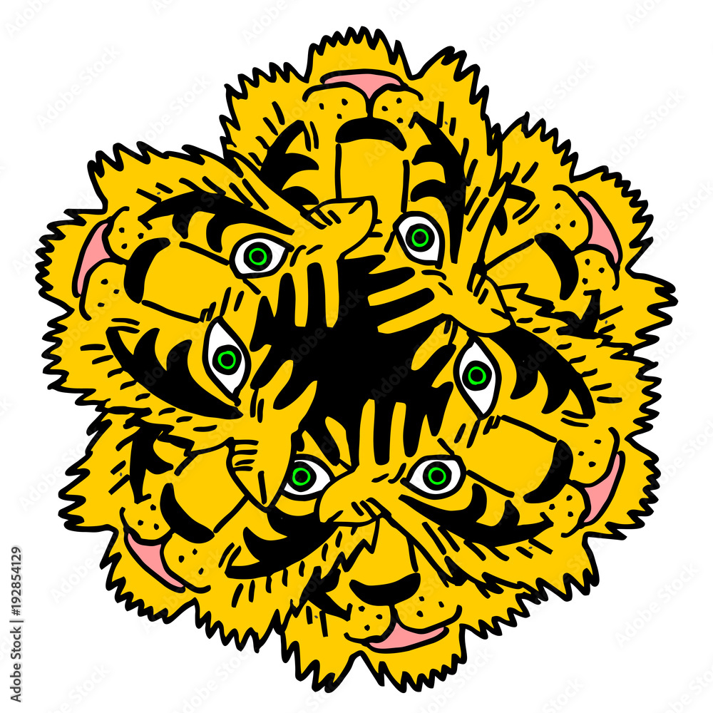 Wall mural abstract tiger face illustration