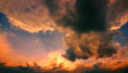 Dramatic cloudy sky at the dawn.