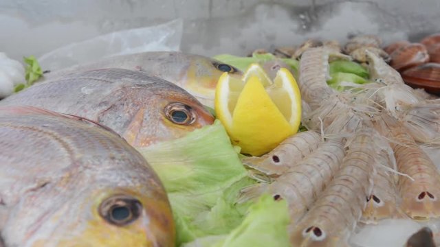 bancone di pesce fresco