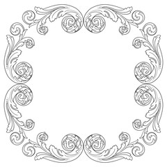 Vintage baroque frame engraving scroll ornament
