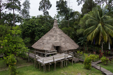 bamboo hut near Kuching, Sarawak in Borneo
