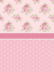 Cute shabby chic background with roses and polka dots