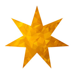 Orange gold star isolated on white background. Low poly origami style design. Polygonal design for business. Flat vector cartoon star illustration. Objects isolated on a white background.