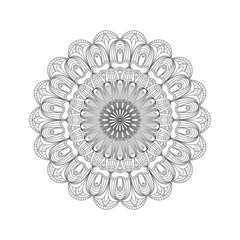 Round abstract ornament of coloring book for adults