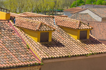 Top view of the roofs of some houses