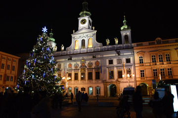 Fototapeta na wymiar Townhall with christmas tree