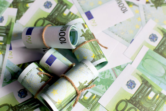 background of Euro currency, Euro rolls