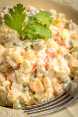 Traditional Russian vegetable salad.