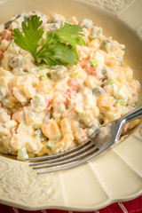 Traditional Russian vegetable salad.