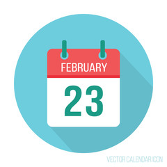 23 February calendar icon flat