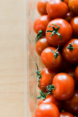 Fresh Vegetables, Cherry Tomatoes In A Plastic Box, The Concept Of Healthy Nutrition And Natural Products