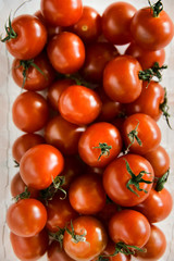 Fresh Vegetables, Cherry Tomatoes In A Plastic Box, The Concept Of Healthy Nutrition And Natural Products