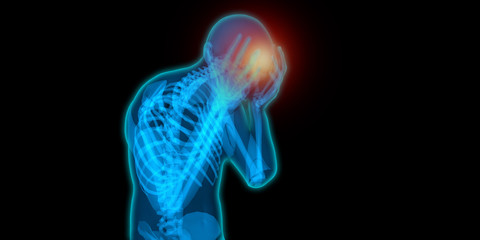 Illustration of a man suffering from migraine