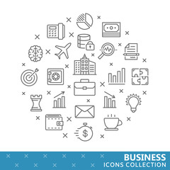 Collection of business thin line icons