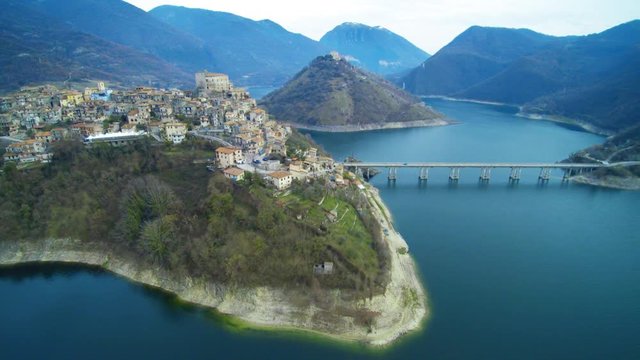 Aerial view of Italian amazing city &laquo;Castel di Tora&raquo; near Rome, Lazio