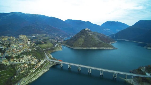Aerial view of Italian amazing city &laquo;Castel di Tora&raquo; near Rome, Lazio