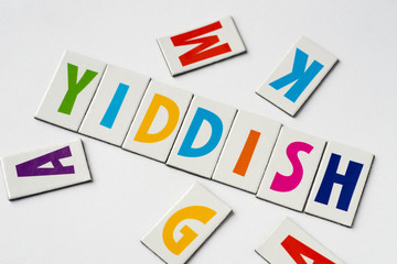 word Yiddish  made of colorful letters