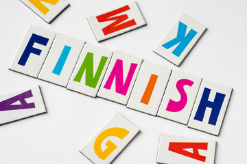 word Finnish made of colorful letters