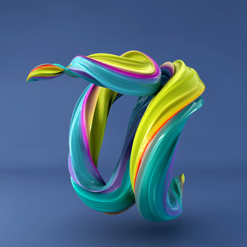 3d rendering of abstract wavy dabs of  paint alphabet on blue background. Uppercase letter A