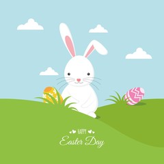 Fototapeta premium Easter Day background with cute Bunny and beautiful scenery