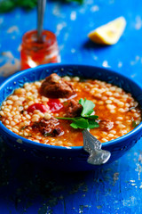 moroccan meatball couscous soup.