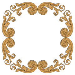 Vintage baroque frame engraving scroll ornament