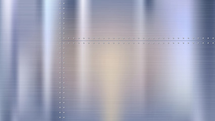 Metal background with texture and rivets. Riveted metal sheets with reflections and blurred reflections. Template for your poster, banner, cover art and other design