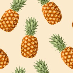 Seamless pattern with pineapple fruits