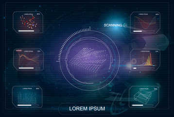HUD.Radar screen. Vector illustration for your design. Technology background.Futuristic user interface. 
