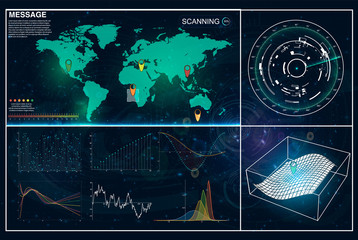 HUD.Radar screen. Vector illustration for your design. Technology background.Futuristic user interface. 