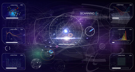HUD.Radar screen. Vector illustration for your design. Technology background.Futuristic user interface. 